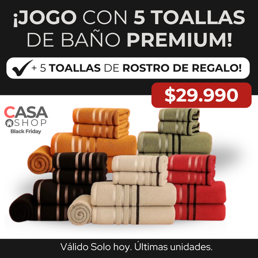 Jogo con Toallas de Baño + Toallas de Rostro de Regalo Premium