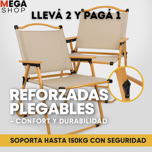 KIT DE 2 SILLAS REFORZADAS PLEGABLES – CONFORT Y DURABILIDAD